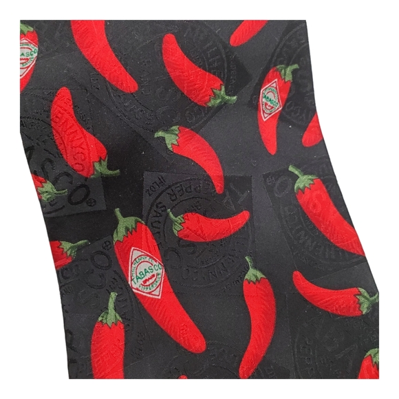 Vintage Tabasco Chili Pepper Logo Silk Tie Necktie 90s foodie - Picture 4 of 5